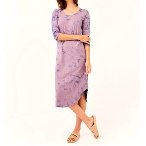 Pact Far Out Tie Dye Scoop Neck T-Shirt Dress Sz M Organic Cotton